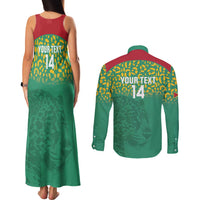 Custom Guyana Football Couples Matching Tank Maxi Dress and Long Sleeve Button Shirt Go Golden Jaguars Green Version - Wonder Print Shop