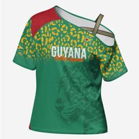 Custom Guyana Football Cross Shoulder Shirt Go Golden Jaguars Green Version - Wonder Print Shop