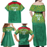 Custom Guyana Football Family Matching Off Shoulder Maxi Dress and Hawaiian Shirt Go Golden Jaguars Green Version - Wonder Print Shop