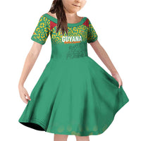 Custom Guyana Football Family Matching Off Shoulder Short Dress and Hawaiian Shirt Go Golden Jaguars Green Version - Wonder Print Shop