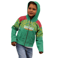 Custom Guyana Football Kid Hoodie Go Golden Jaguars Green Version - Wonder Print Shop