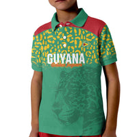 Custom Guyana Football Kid Polo Shirt Go Golden Jaguars Green Version - Wonder Print Shop