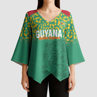 Custom Guyana Football Kimono Sleeve Blouse Go Golden Jaguars Green Version - Wonder Print Shop