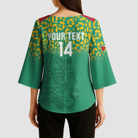 Custom Guyana Football Kimono Sleeve Blouse Go Golden Jaguars Green Version - Wonder Print Shop