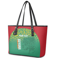 Custom Guyana Football Leather Tote Bag Go Golden Jaguars Green Version - Wonder Print Shop