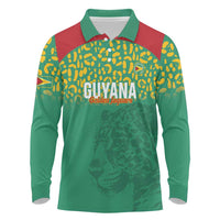 Custom Guyana Football Long Sleeve Polo Shirt Go Golden Jaguars Green Version - Wonder Print Shop
