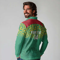 Custom Guyana Football Long Sleeve Polo Shirt Go Golden Jaguars Green Version - Wonder Print Shop