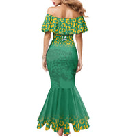Custom Guyana Football Mermaid Dress Go Golden Jaguars Green Version - Wonder Print Shop