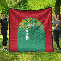 Custom Guyana Football Quilt Go Golden Jaguars Green Version - Wonder Print Shop