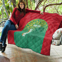Custom Guyana Football Quilt Go Golden Jaguars Green Version - Wonder Print Shop