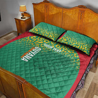 Custom Guyana Football Quilt Bed Set Go Golden Jaguars Green Version - Wonder Print Shop