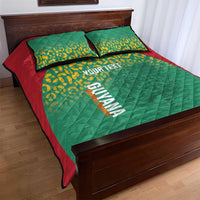 Custom Guyana Football Quilt Bed Set Go Golden Jaguars Green Version - Wonder Print Shop