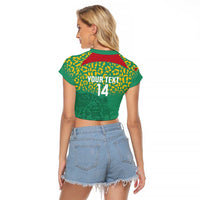 Custom Guyana Football Raglan Cropped T Shirt Go Golden Jaguars Green Version - Wonder Print Shop