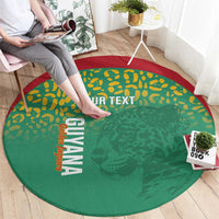 Custom Guyana Football Round Carpet Go Golden Jaguars Green Version - Wonder Print Shop