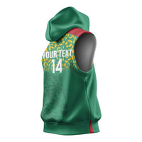 Custom Guyana Football Sleeveless Hoodie Go Golden Jaguars Green Version - Wonder Print Shop