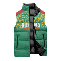 Custom Guyana Football Sleeveless Puffer Jacket Go Golden Jaguars Green Version - Wonder Print Shop
