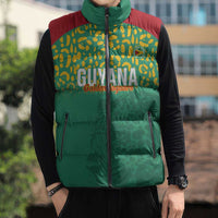 Custom Guyana Football Sleeveless Puffer Jacket Go Golden Jaguars Green Version - Wonder Print Shop