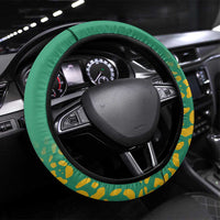 Guyana Football Steering Wheel Cover Go Golden Jaguars Green Version - Wonder Print Shop