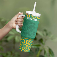 Custom Guyana Football Tumbler With Handle Go Golden Jaguars Green Version - Wonder Print Shop