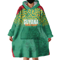 Custom Guyana Football Wearable Blanket Hoodie Go Golden Jaguars Green Version - Wonder Print Shop