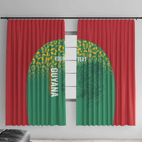 Custom Guyana Football Window Curtain Go Golden Jaguars Green Version - Wonder Print Shop