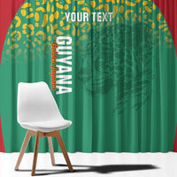 Custom Guyana Football Window Curtain Go Golden Jaguars Green Version - Wonder Print Shop