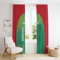 Custom Guyana Football Window Curtain Go Golden Jaguars Green Version - Wonder Print Shop