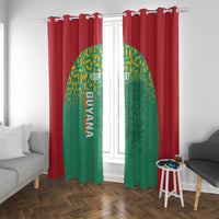 Custom Guyana Football Window Curtain Go Golden Jaguars Green Version - Wonder Print Shop