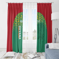 Custom Guyana Football Window Curtain Go Golden Jaguars Green Version - Wonder Print Shop