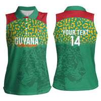Custom Guyana Football Women Sleeveless Polo Shirt Go Golden Jaguars Green Version - Wonder Print Shop