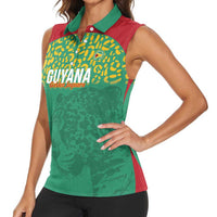 Custom Guyana Football Women Sleeveless Polo Shirt Go Golden Jaguars Green Version - Wonder Print Shop