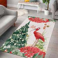 Trinidad And Tobago Christmas Area Rug Scarlet Ibis Wild Poinsettia Watercolor - Wonder Print Shop