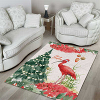 Trinidad And Tobago Christmas Area Rug Scarlet Ibis Wild Poinsettia Watercolor - Wonder Print Shop