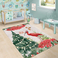 Trinidad And Tobago Christmas Area Rug Scarlet Ibis Wild Poinsettia Watercolor - Wonder Print Shop