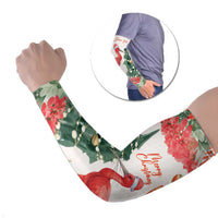 Personalized Trinidad And Tobago Christmas Arm Sleeves Scarlet Ibis Wild Poinsettia Watercolor - Wonder Print Shop
