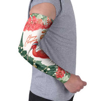 Personalized Trinidad And Tobago Christmas Arm Sleeves Scarlet Ibis Wild Poinsettia Watercolor - Wonder Print Shop