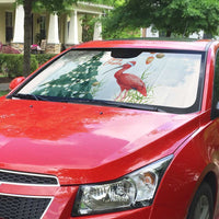 Trinidad And Tobago Christmas Auto Sun Shade Scarlet Ibis Wild Poinsettia Watercolor - Wonder Print Shop
