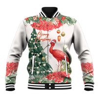 Personalized Trinidad And Tobago Christmas Baseball Jacket Scarlet Ibis Wild Poinsettia Watercolor - Wonder Print Shop