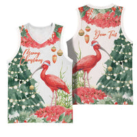 Personalized Trinidad And Tobago Christmas Basketball Jersey Scarlet Ibis Wild Poinsettia Watercolor - Wonder Print Shop