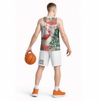 Personalized Trinidad And Tobago Christmas Basketball Jersey Scarlet Ibis Wild Poinsettia Watercolor - Wonder Print Shop