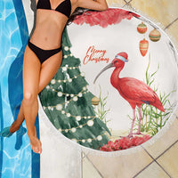 Trinidad And Tobago Christmas Beach Blanket Scarlet Ibis Wild Poinsettia Watercolor - Wonder Print Shop