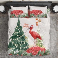 Trinidad And Tobago Christmas Bedding Set Scarlet Ibis Wild Poinsettia Watercolor - Wonder Print Shop