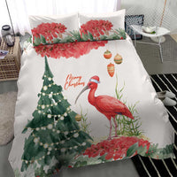 Trinidad And Tobago Christmas Bedding Set Scarlet Ibis Wild Poinsettia Watercolor - Wonder Print Shop