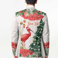 Personalized Trinidad And Tobago Christmas Blazer Scarlet Ibis Wild Poinsettia Watercolor - Wonder Print Shop
