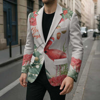 Personalized Trinidad And Tobago Christmas Blazer Scarlet Ibis Wild Poinsettia Watercolor - Wonder Print Shop