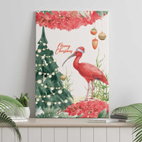 Trinidad And Tobago Christmas Canvas Wall Art Scarlet Ibis Wild Poinsettia Watercolor - Wonder Print Shop