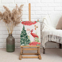 Trinidad And Tobago Christmas Canvas Wall Art Scarlet Ibis Wild Poinsettia Watercolor - Wonder Print Shop