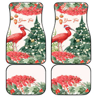 Personalized Trinidad And Tobago Christmas Car Mats Scarlet Ibis Wild Poinsettia Watercolor - Wonder Print Shop