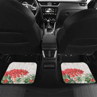 Personalized Trinidad And Tobago Christmas Car Mats Scarlet Ibis Wild Poinsettia Watercolor - Wonder Print Shop