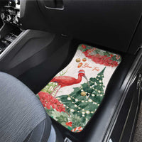 Personalized Trinidad And Tobago Christmas Car Mats Scarlet Ibis Wild Poinsettia Watercolor - Wonder Print Shop